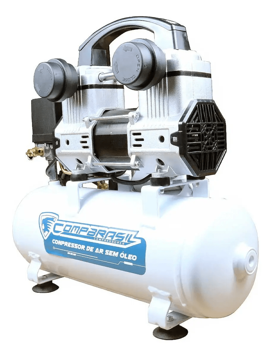 Compressor 800W Isento de Óleo 8 Litros Branco compressor sem óleo silencioso