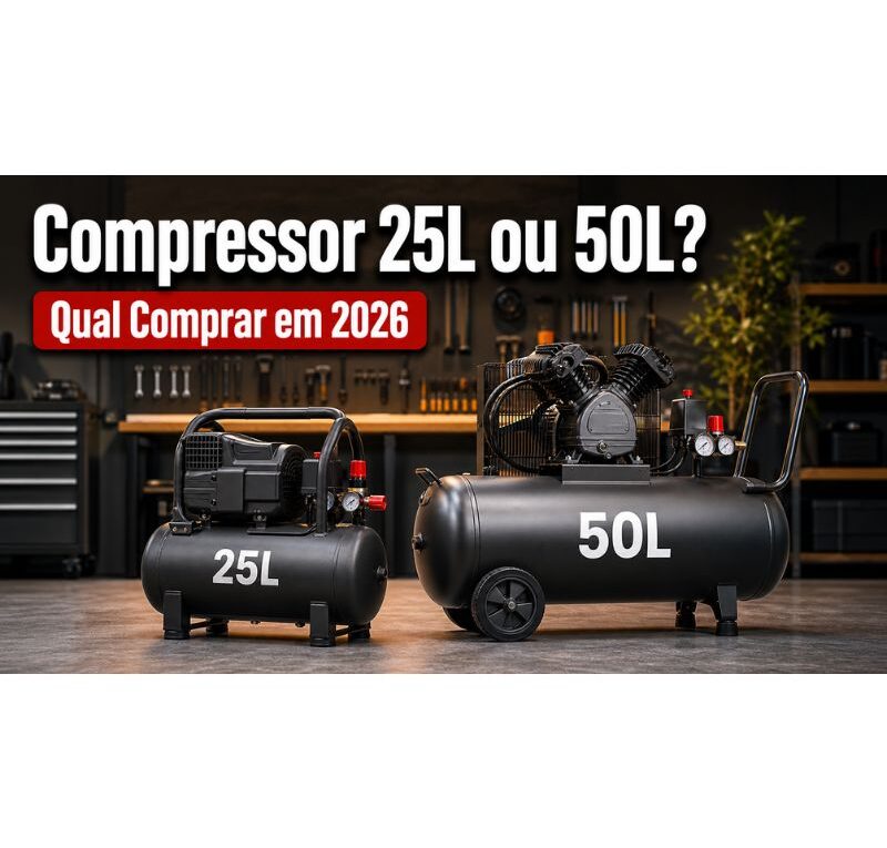 compressor de ar 25 litros ou 50 litros qual comprar em 2026