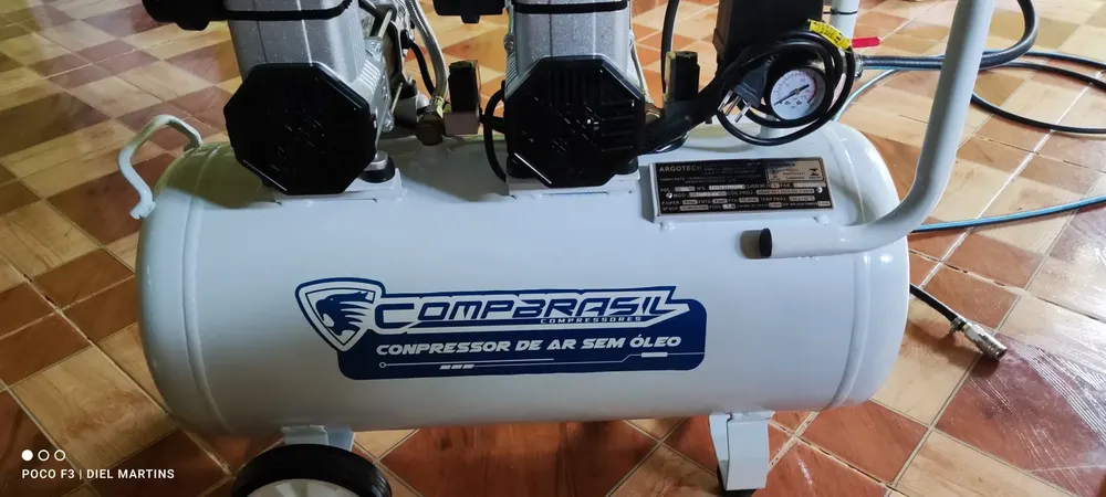 compressor sem óleo silencioso foto real compbrasil 50l 1hp portátil sem óleo