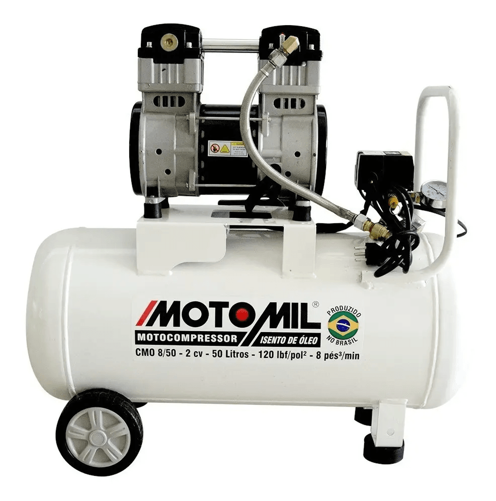 Motomil 50L 2HP Isento de Óleo Silencioso compressor sem óleo silencioso